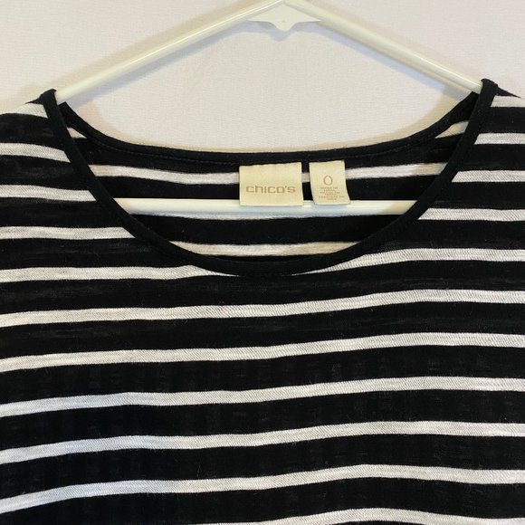 Chicos Striped Pullover Top Lace Detail Cotton - Picture 2 of 10